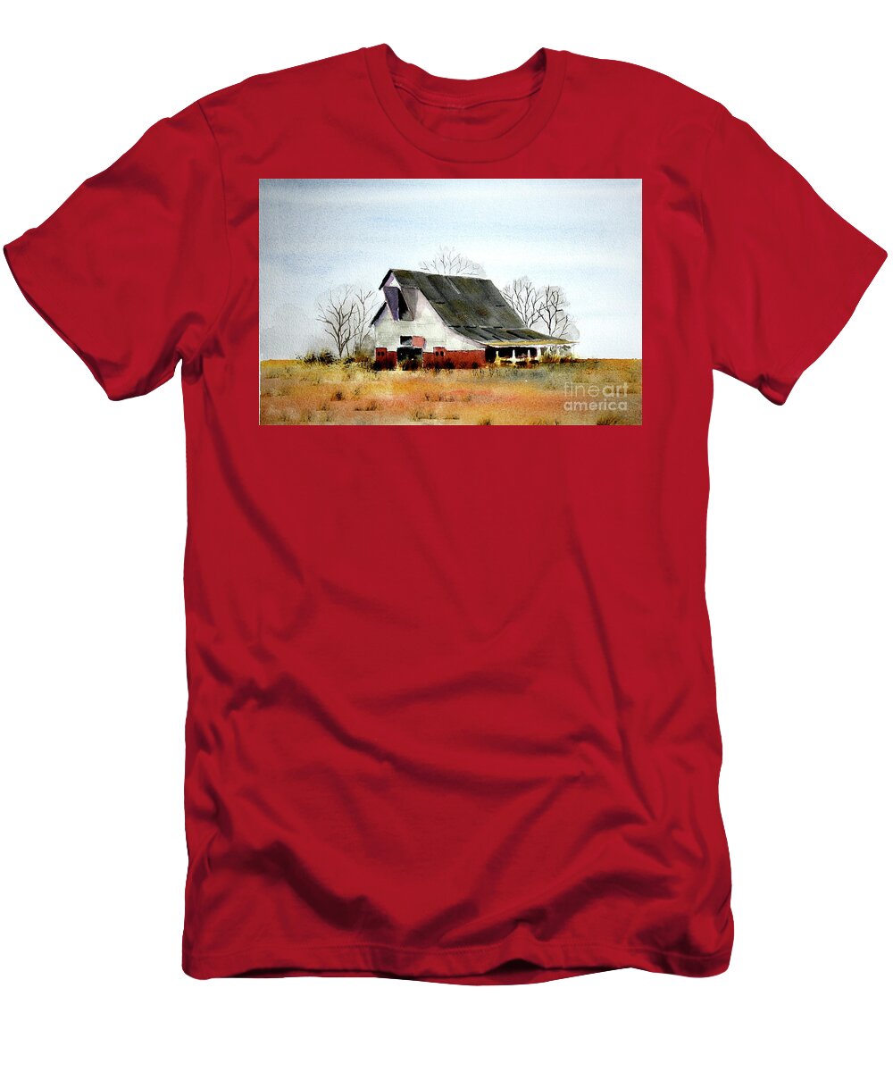 Rural Landscape T-Shirt featuring the painting Graves Co Barn #2 by William Renzulli