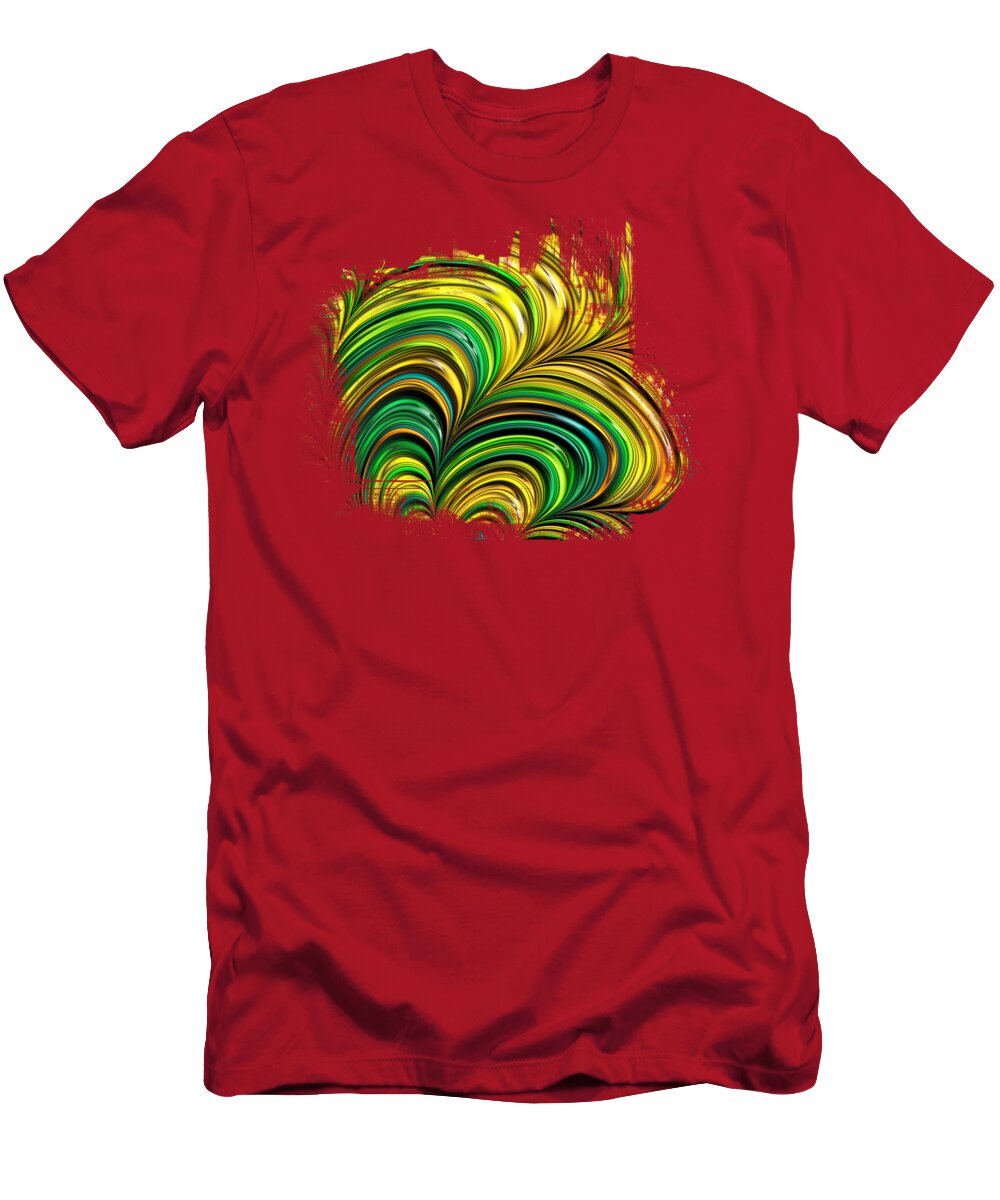 Fractals T-Shirt featuring the digital art Green Fractal Tornadoes by Elisabeth Lucas