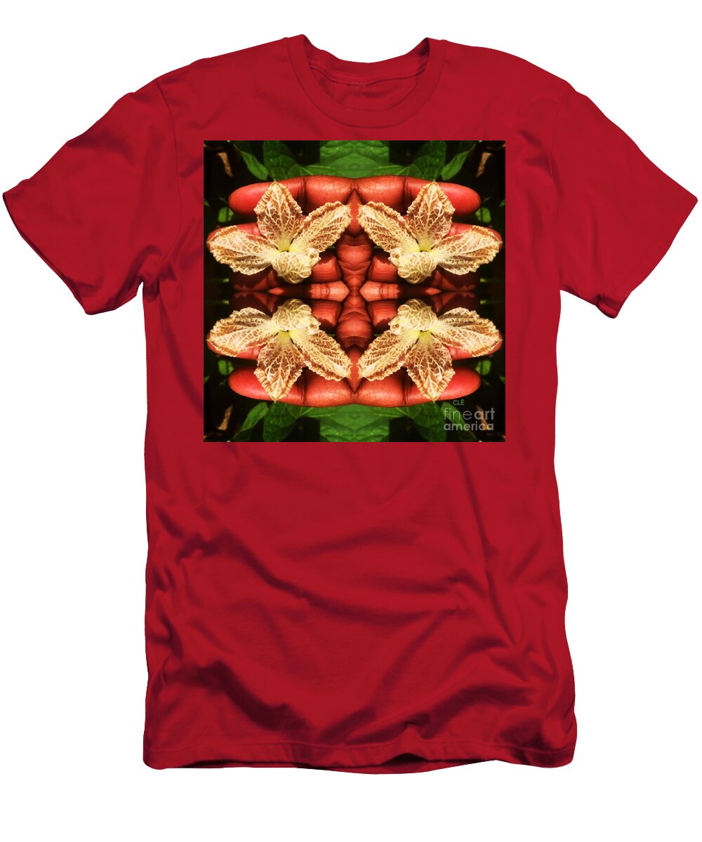 Birds Nest Gourd Flower And Hand T-Shirt featuring the photograph Hand Held Flower by Cleaster Cotton