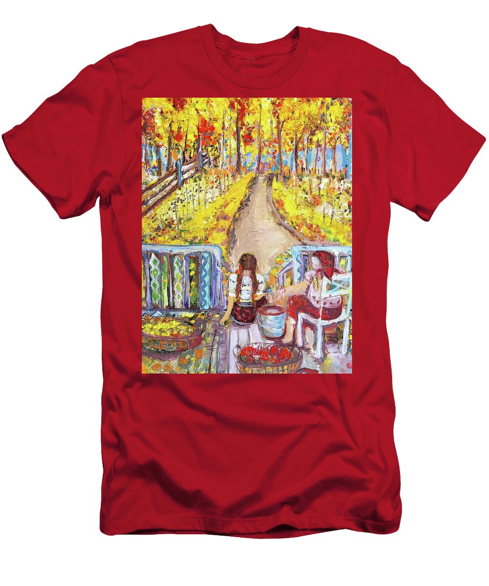 Harvest T-Shirt featuring the painting Harvest Time by Evelina Popilian