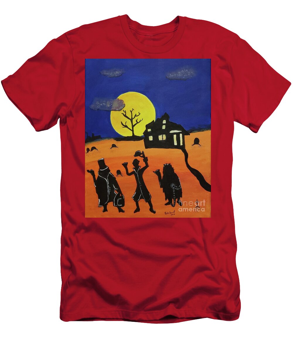Spooky T-Shirt featuring the painting Haunted Yard by Beth Cornell