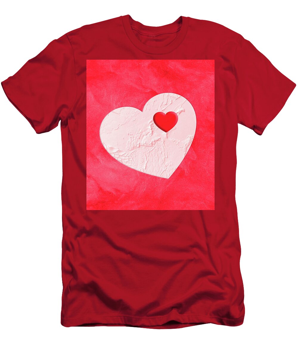 Heart T-Shirt featuring the mixed media Heart of My Heart by Moira Law