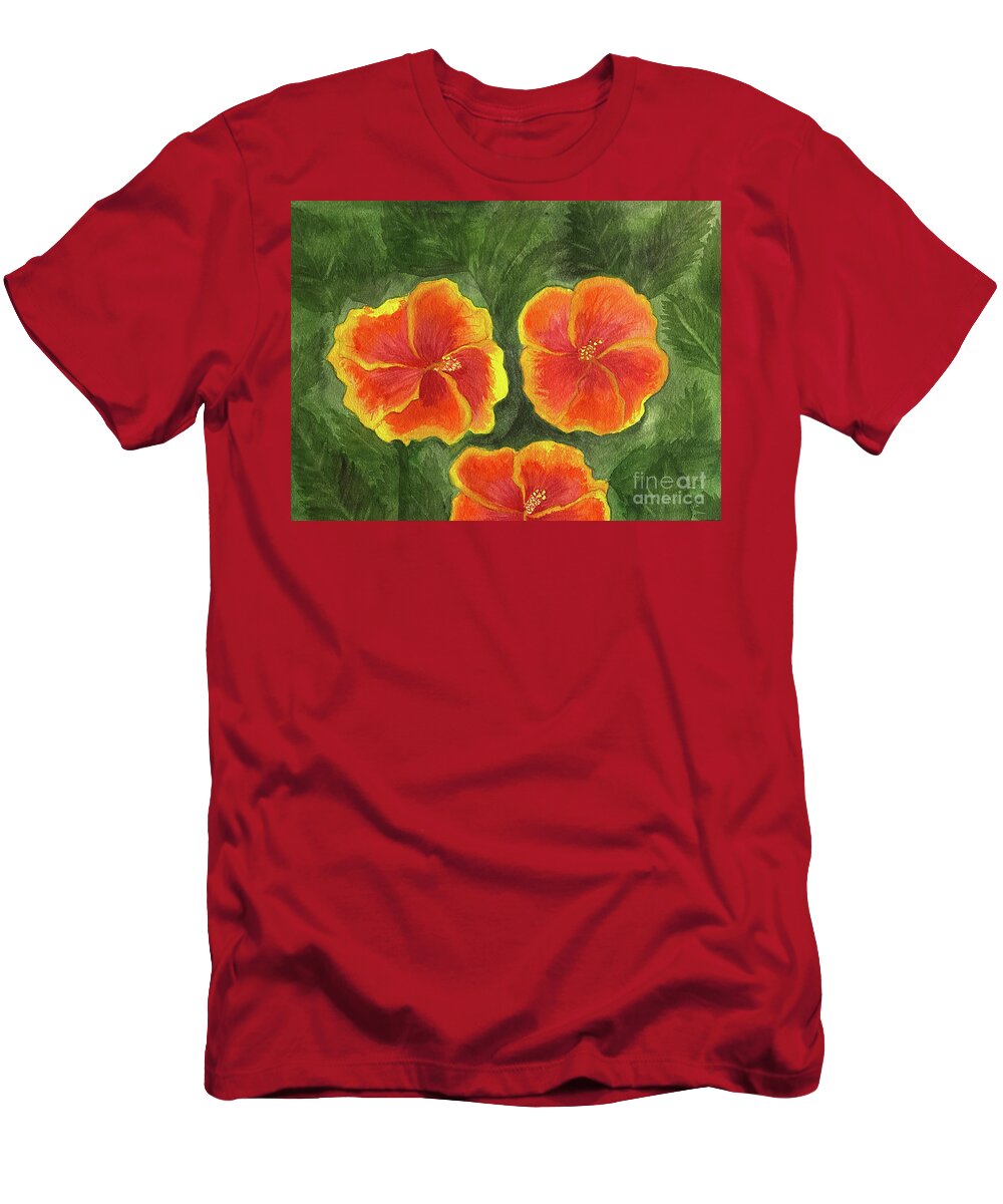 Hibiscus T-Shirt featuring the painting Hibiscus Three by Lisa Neuman