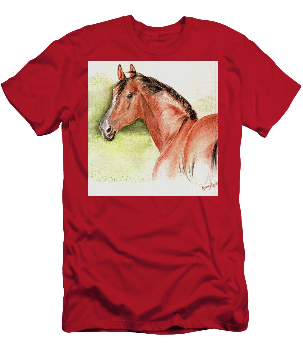Horse Painting T-Shirt featuring the painting Horse in Breeze by Remy Francis