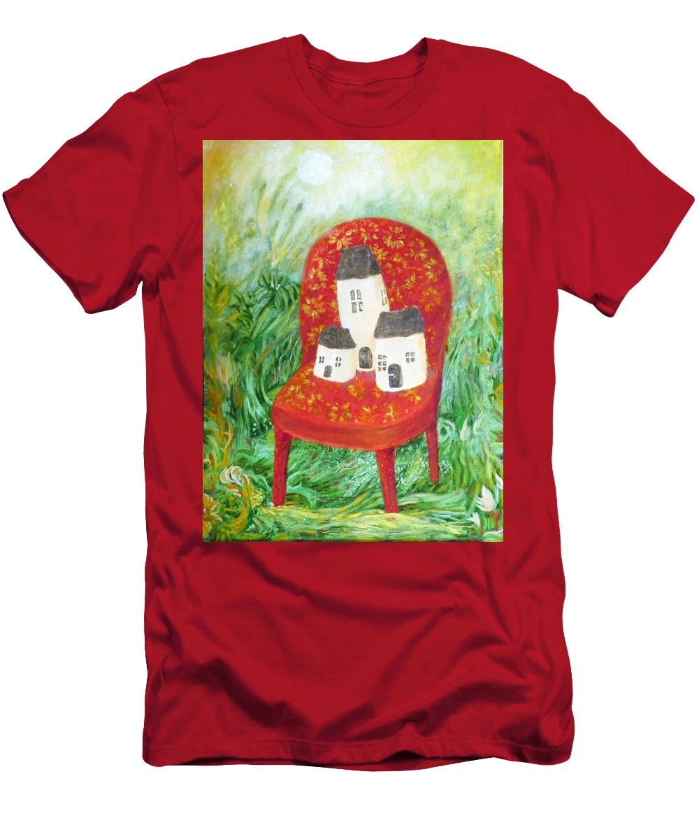 Housing Estate T-Shirt featuring the painting Housing estate by Elzbieta Goszczycka