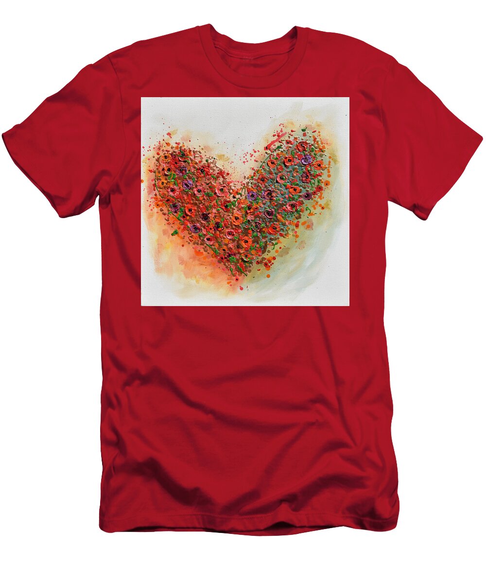 Heart T-Shirt featuring the painting I Love Wildflowers by Amanda Dagg