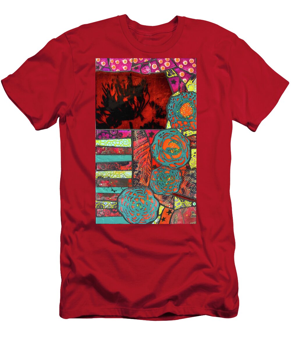 Mosaic T-Shirt featuring the glass art In Bloom by Cherie Bosela