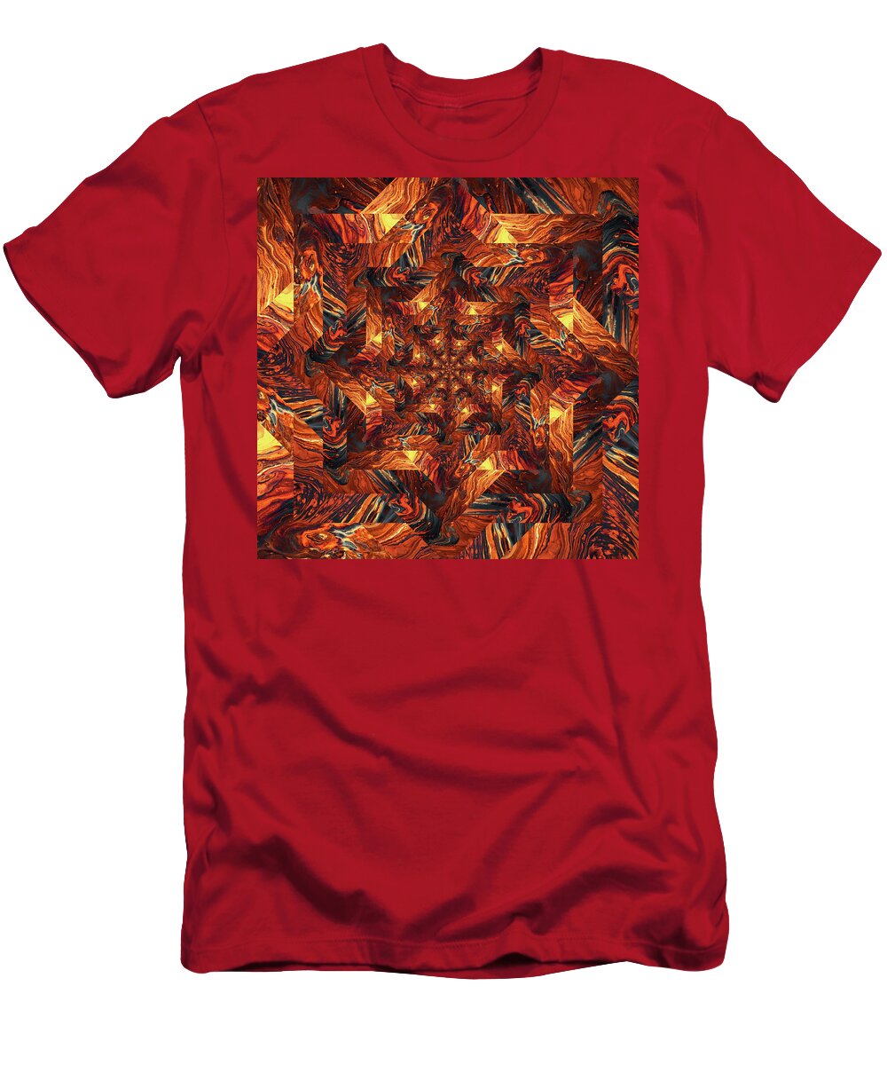 Endless T-Shirt featuring the digital art Infinity Tunnel Star Lava by Pelo Blanco Photo