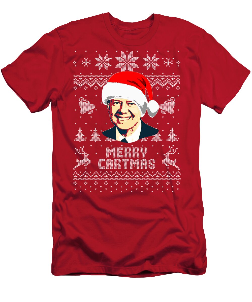 Santa T-Shirt featuring the digital art Jimmy Carter Merry Cartmas by Filip Schpindel