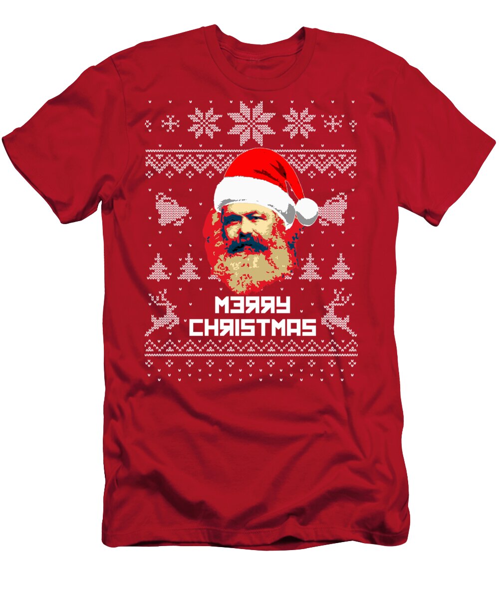 Russia T-Shirt featuring the digital art Karl Marx Merry Christmas by Filip Schpindel