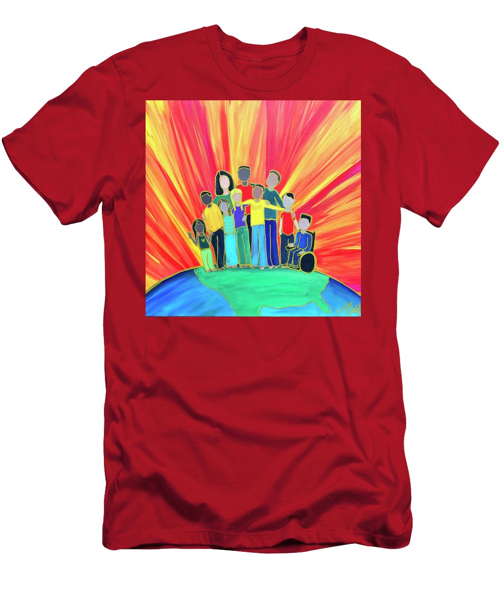 Education T-Shirt featuring the painting Kids of Courage by Kelly Simpson Hagen