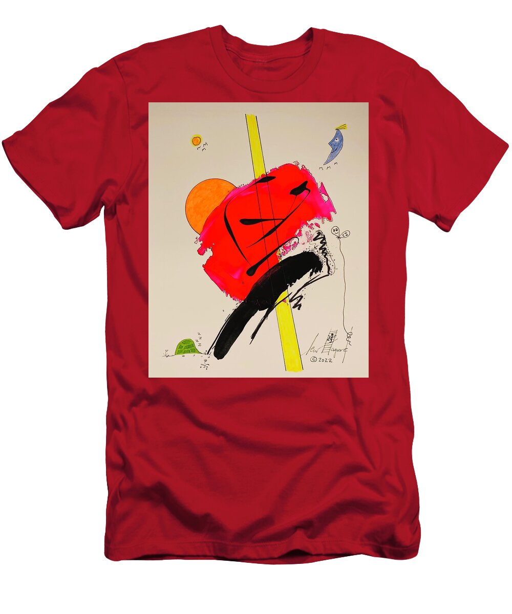  T-Shirt featuring the mixed media K.i.s.s. Red 11148 by Lew Hagood