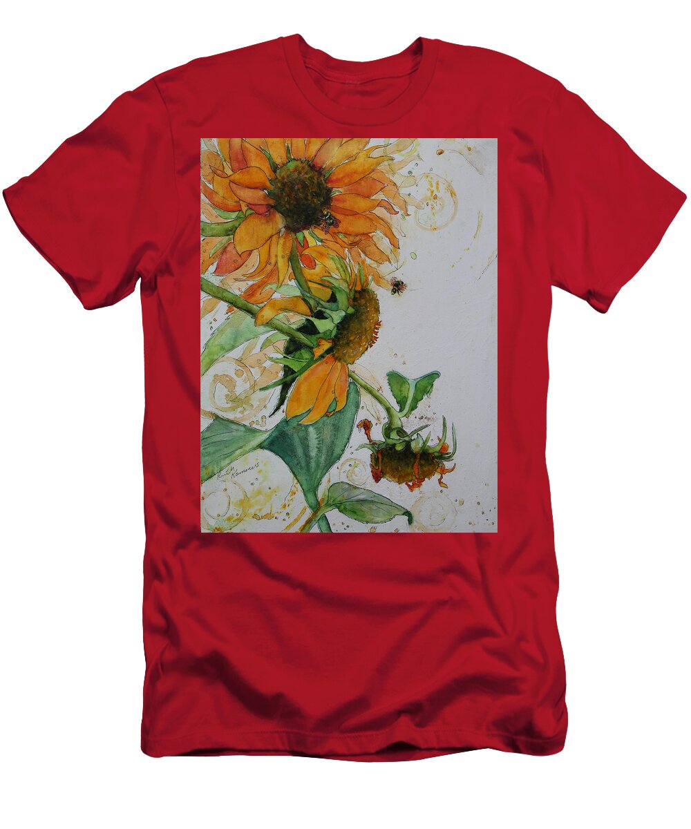 Sunflower T-Shirt featuring the painting Life Cycle of a Sun II by Ruth Kamenev