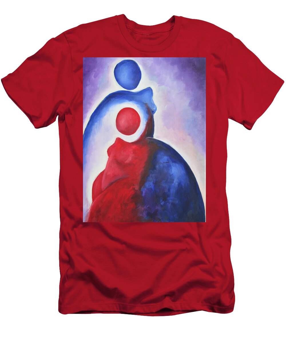 Red T-Shirt featuring the painting Love is my Strength by Jennifer Hannigan-Green