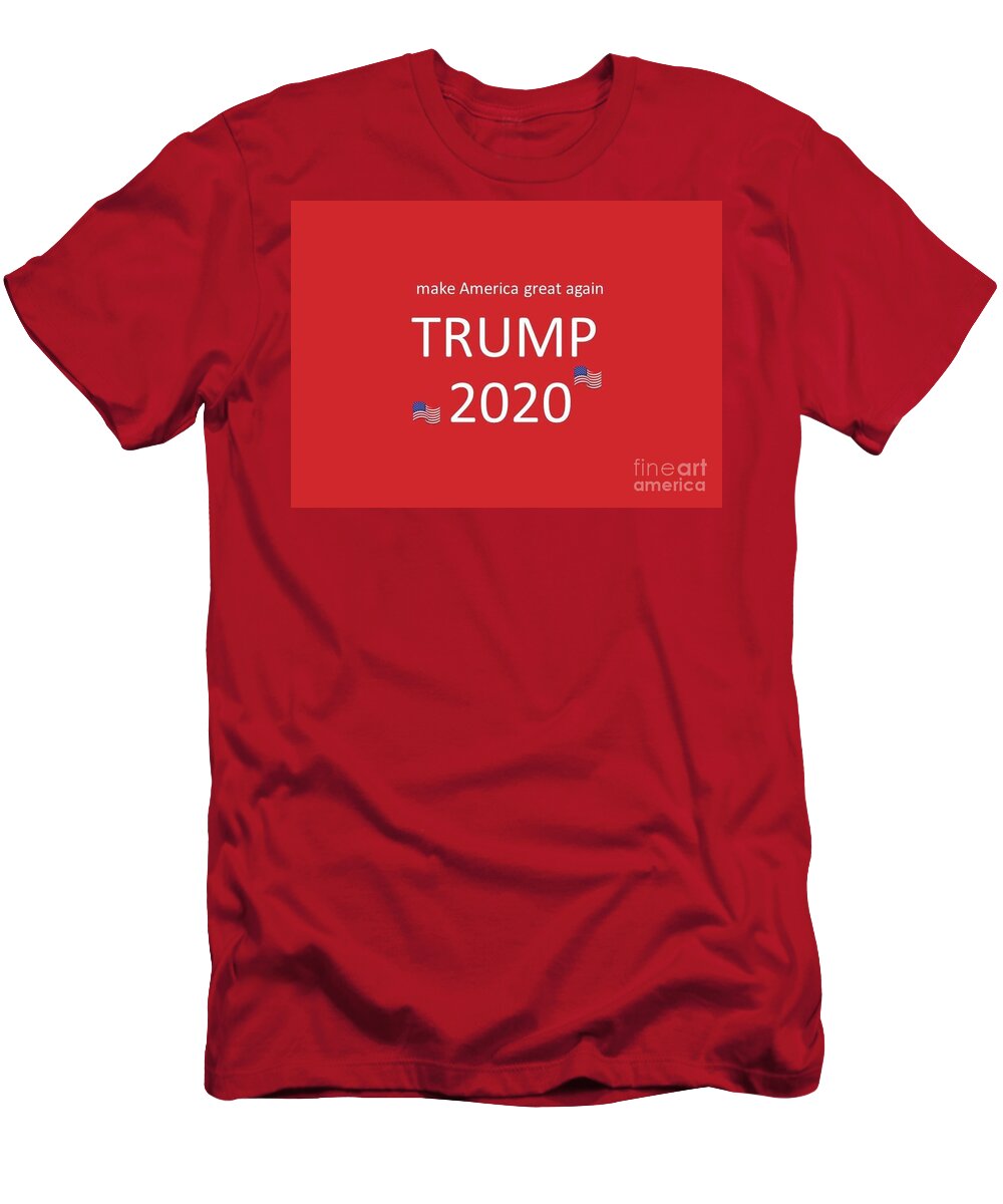 Trump 2020 T-Shirt featuring the digital art Trump 2020, red by Denise Morgan