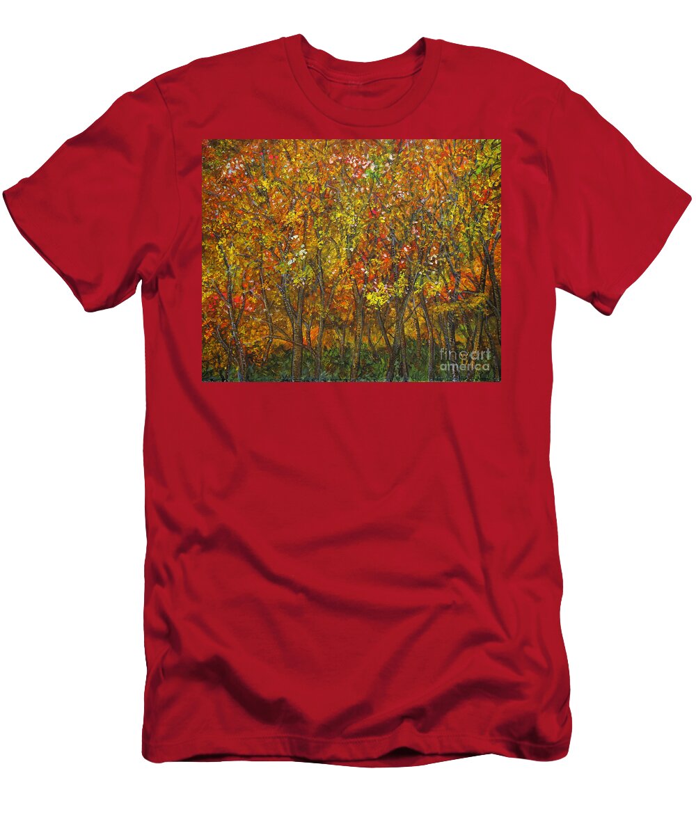 Fall Colors T-Shirt featuring the painting Maple Trees by Richard Wandell