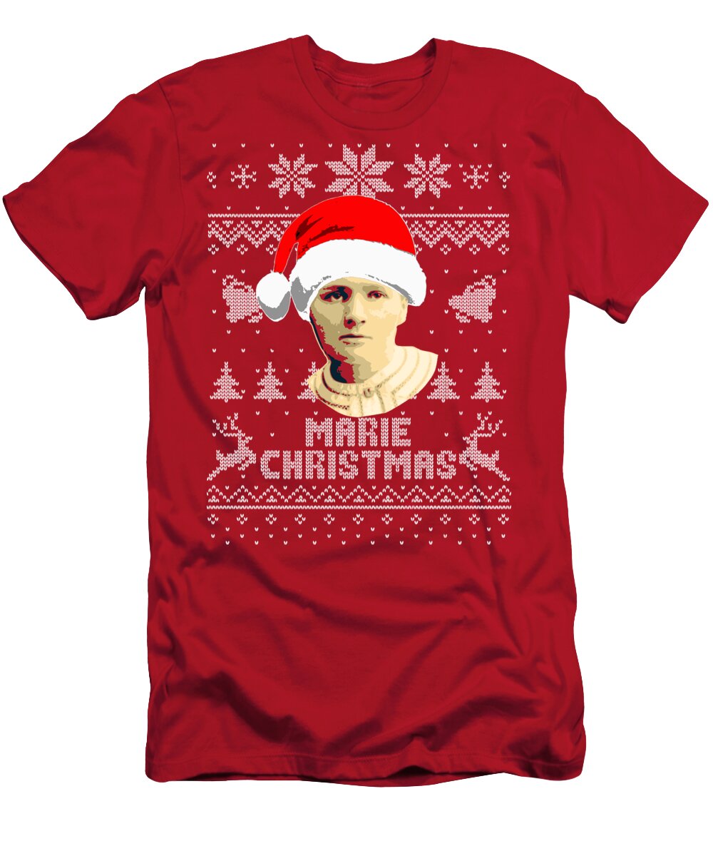 Santa T-Shirt featuring the digital art Marie Curie Marie Christmas by Filip Schpindel