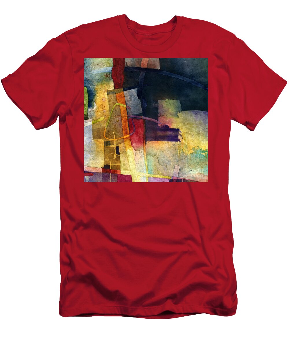 Maroon T-Shirt featuring the painting Maroon Reverie-Indigo by Hailey E Herrera