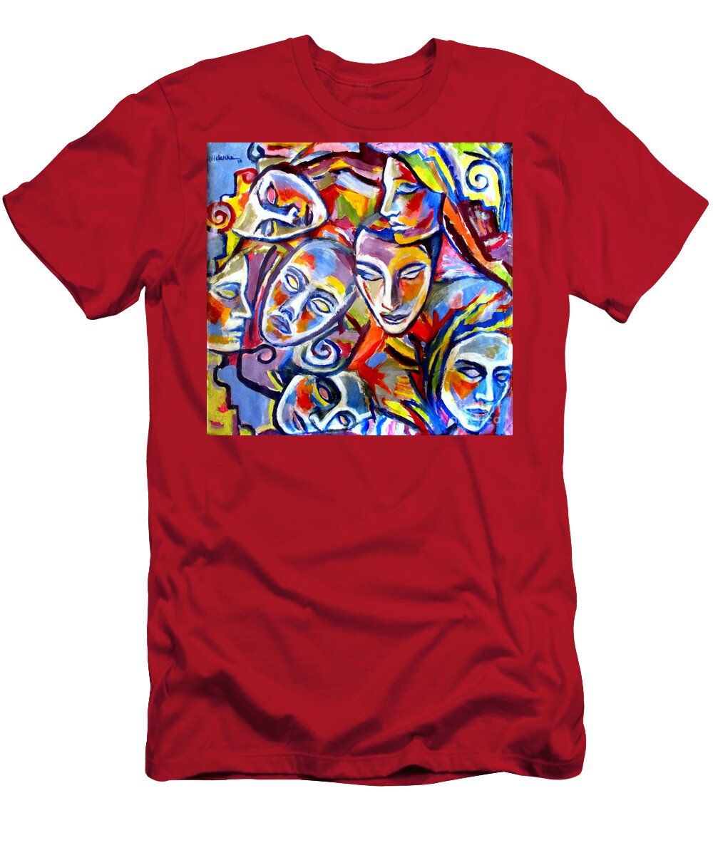 Affordable Original Paintings T-Shirt featuring the painting Mascarade by Helena Wierzbicki