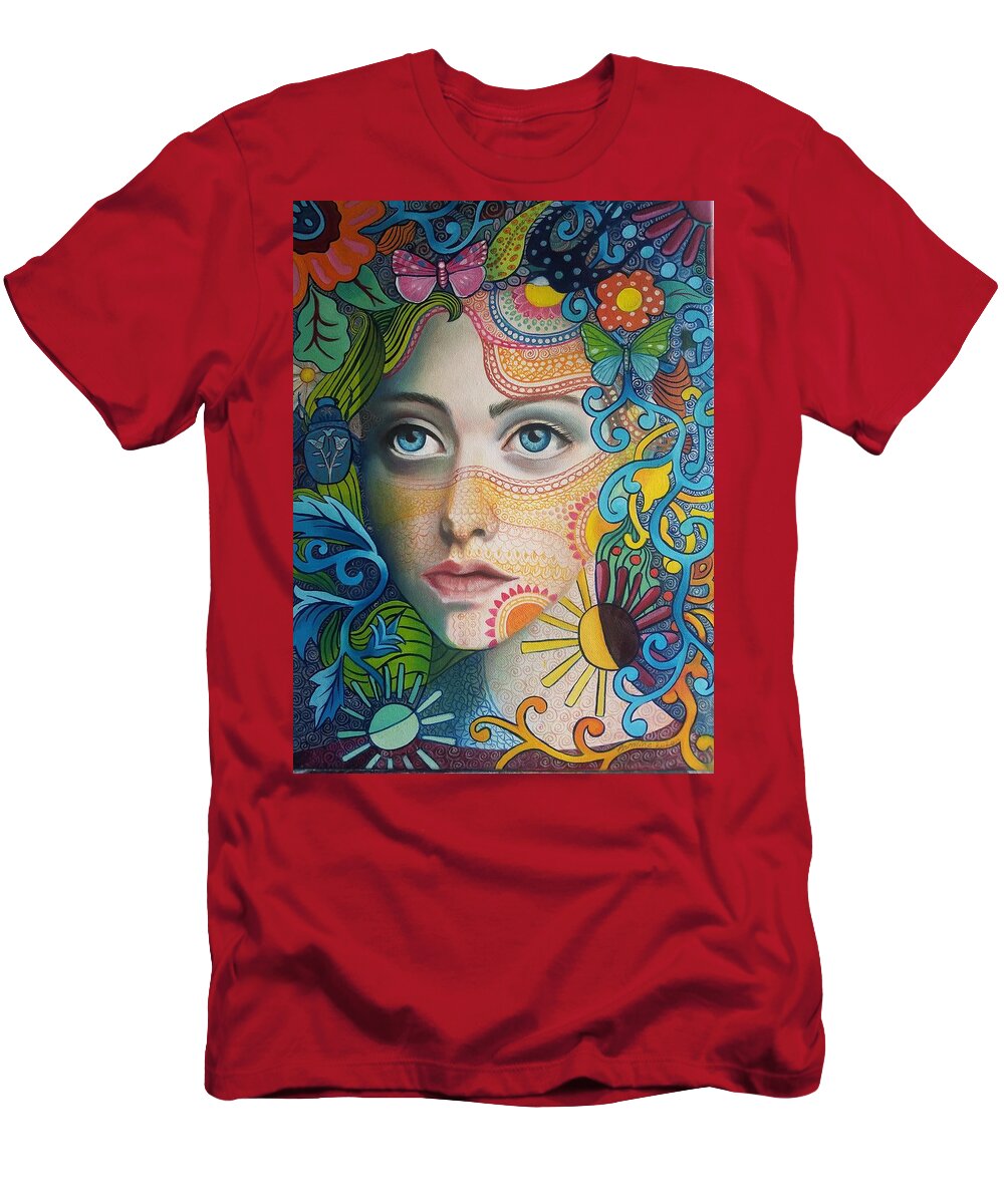 Colour T-Shirt featuring the painting Masked Dreams by Caroline Philp