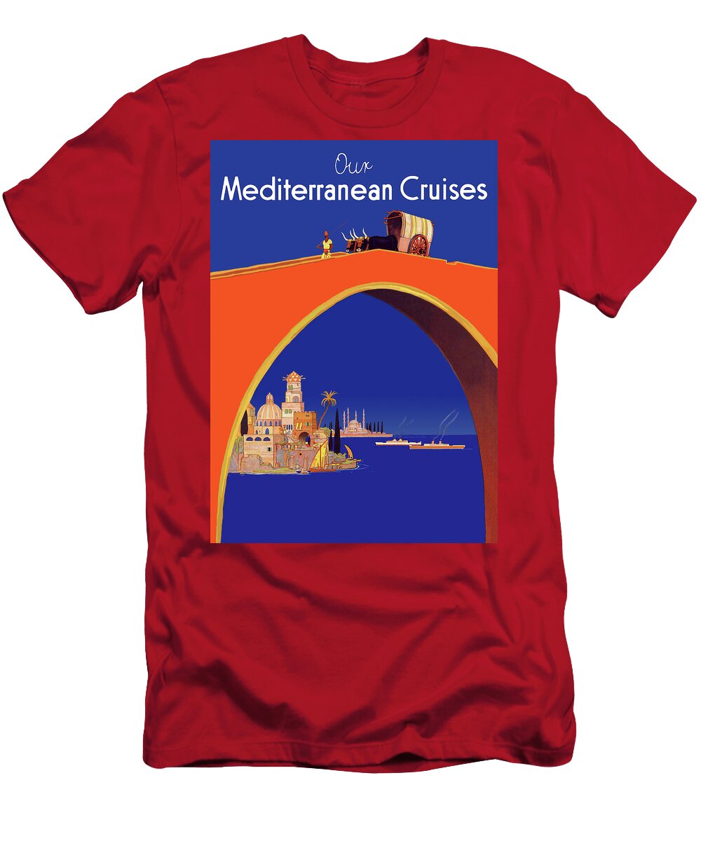 Mediterranean T-Shirt featuring the painting Mediterranean Cruises by Long Shot