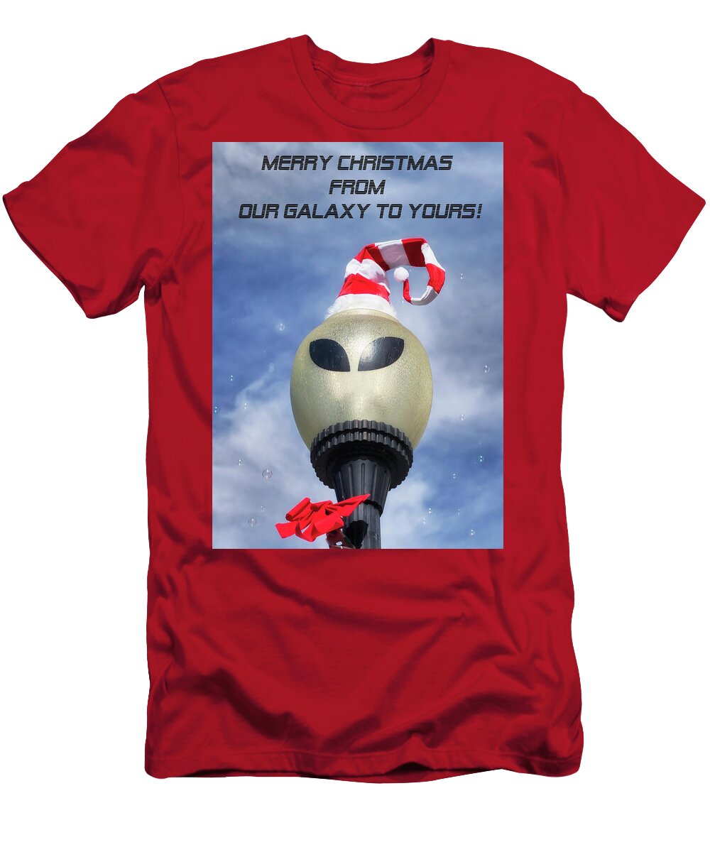 Roswell Nm T-Shirt featuring the photograph Merry Christmas from Roswell by Susan Rissi Tregoning