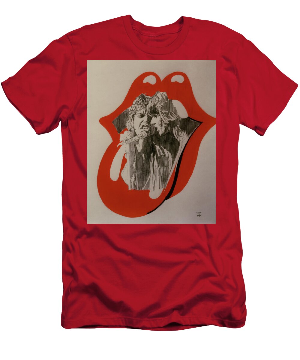 Mick Jagger T-Shirt featuring the drawing Mick Jagger And Keith Richards - Exiled by Sean Connolly