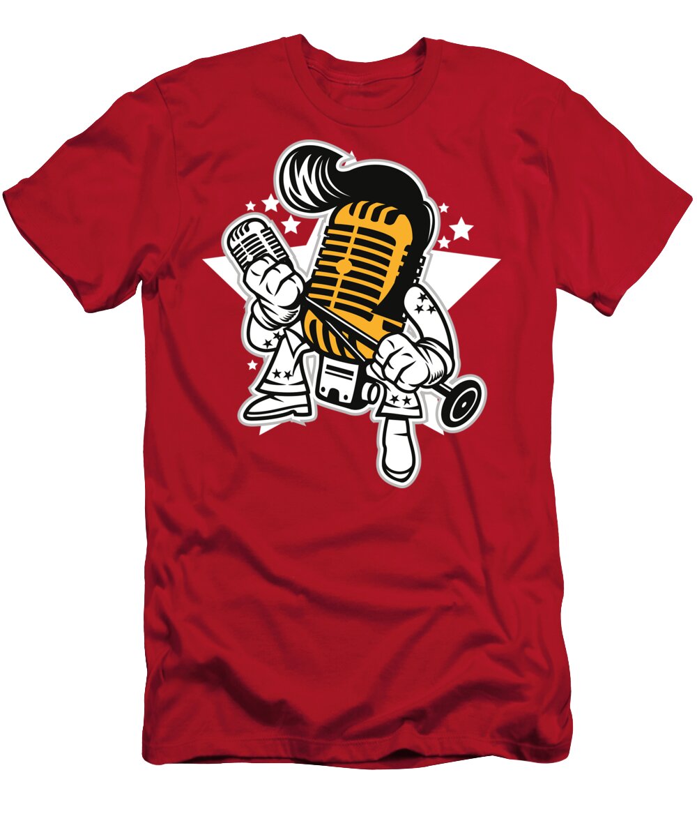 Microphone T-Shirt featuring the digital art Microphone singer by Long Shot
