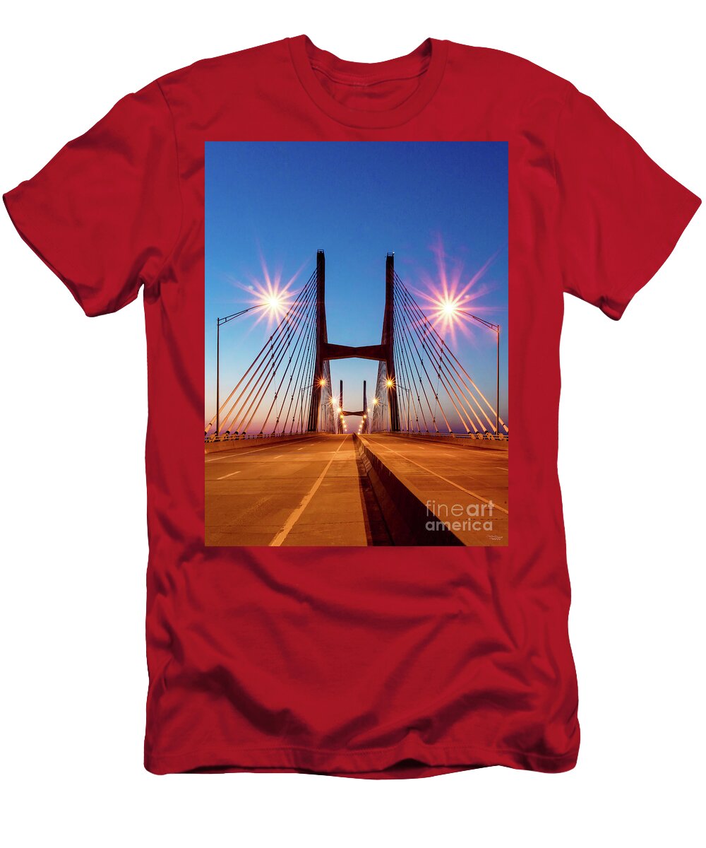 Bridge T-Shirt featuring the photograph Middle Of Bill Emerson Bridge Vertical by Jennifer White