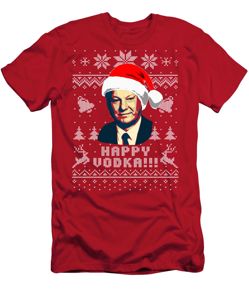 Santa T-Shirt featuring the digital art Mikhail Gorbachev Happy Vodka by Filip Schpindel