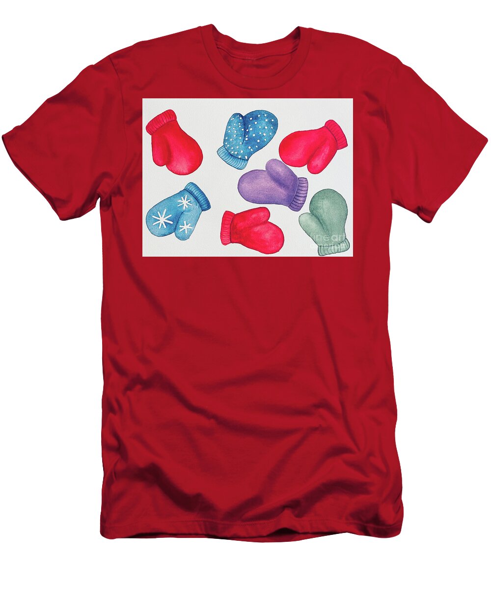Mittens T-Shirt featuring the painting Mittens by Lisa Neuman