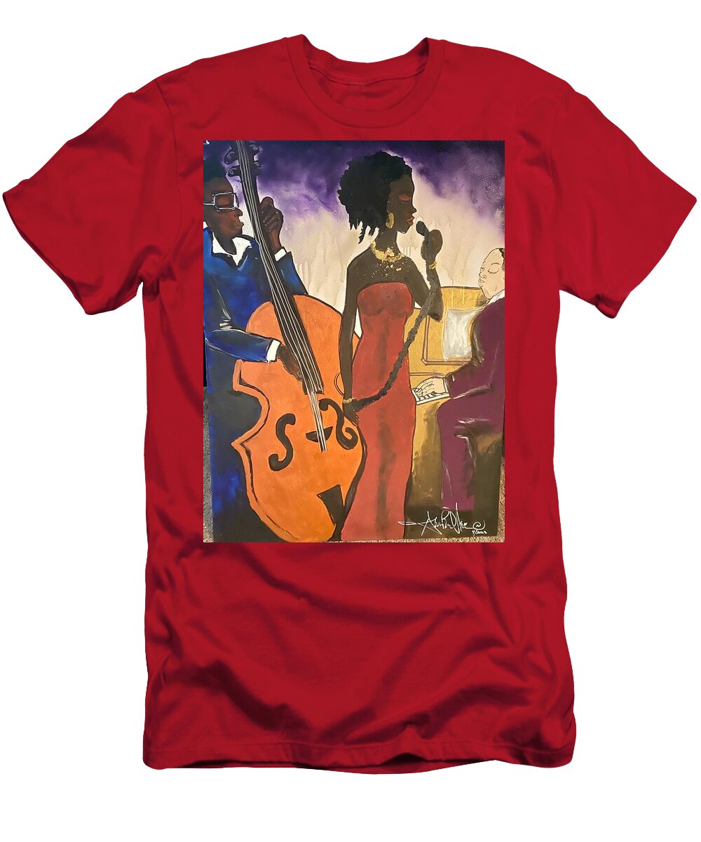  T-Shirt featuring the painting Mo JAZZ by Angie ONeal
