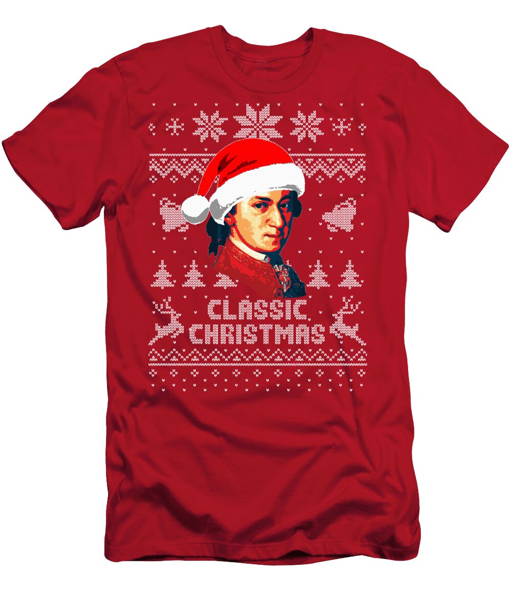 Santa T-Shirt featuring the digital art Mozart Classic Christmas by Filip Schpindel