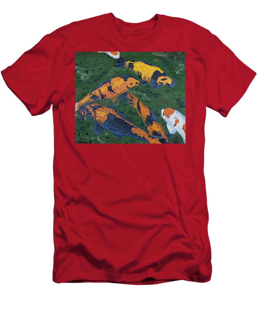 Fish T-Shirt featuring the painting Narita Koi by Nick Ferszt