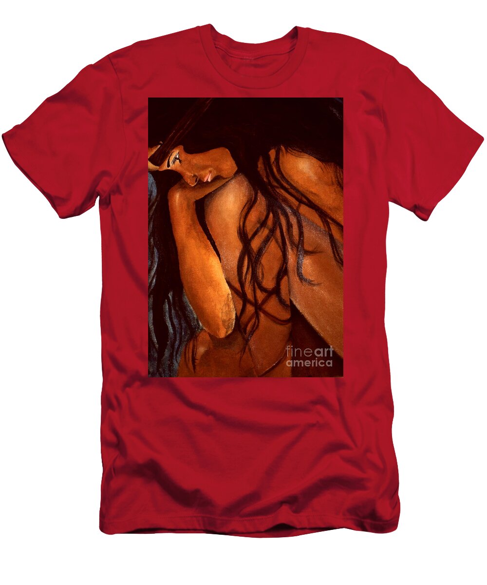 Native American T-Shirt featuring the painting Native Girl by Pamela Henry