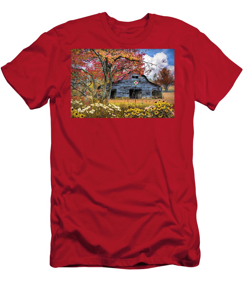 Andrews T-Shirt featuring the photograph Old Smoky Mountain Barn Autumn by Debra and Dave Vanderlaan