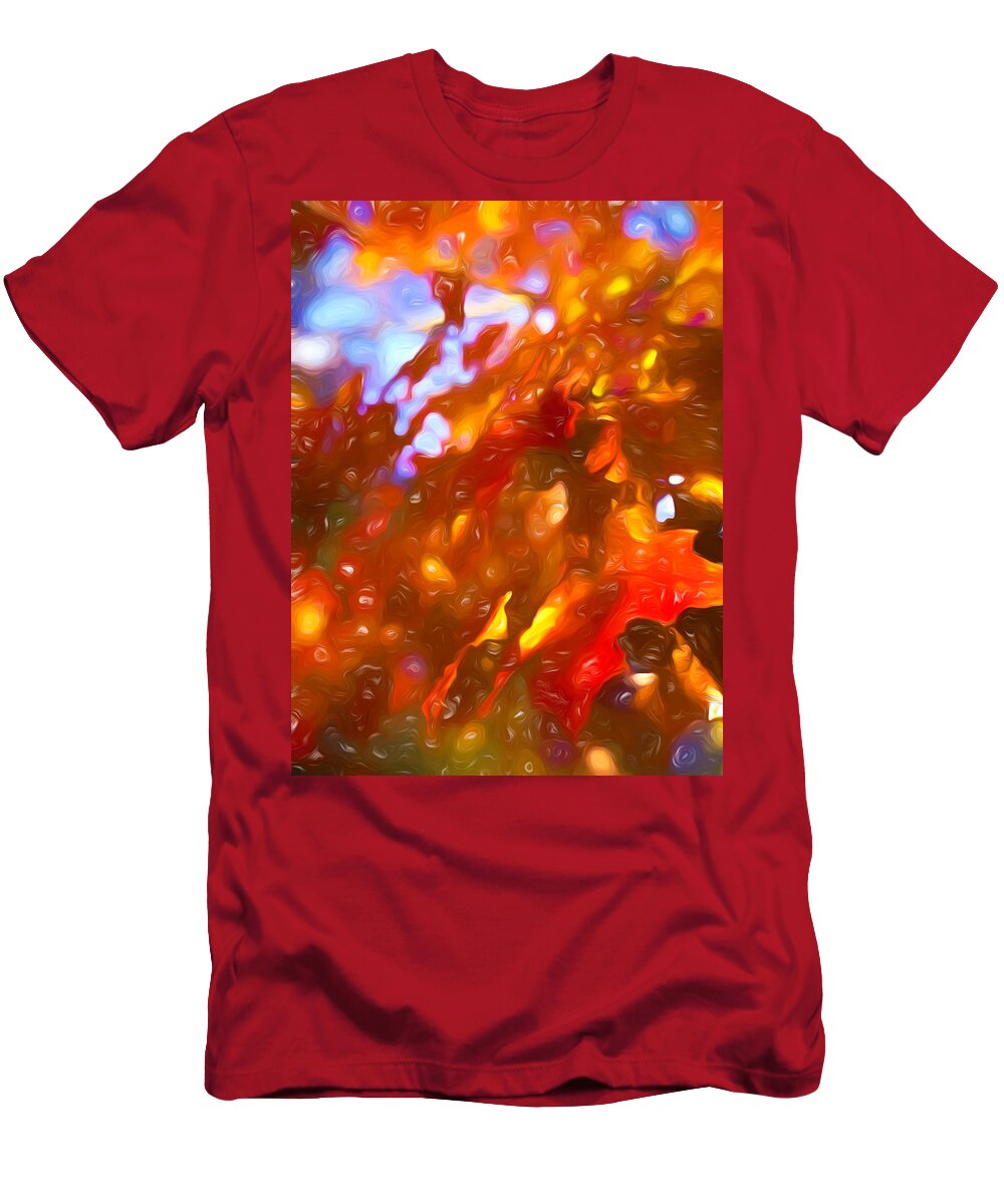  T-Shirt featuring the digital art Orange Foliage by Cindy Greenstein