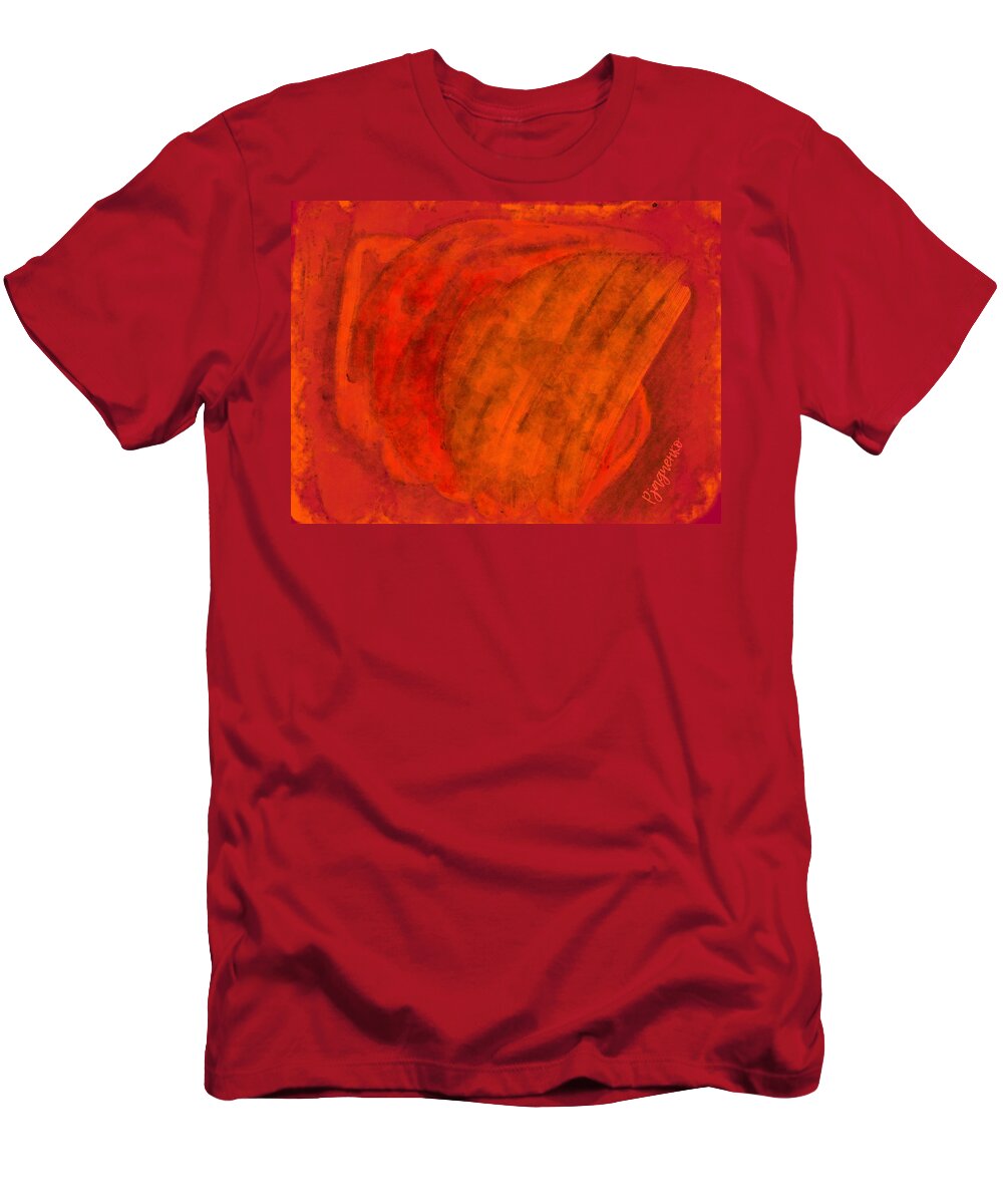  T-Shirt featuring the digital art Orange mist by Ljev Rjadcenko