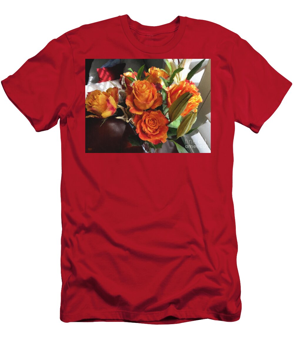 Flowers T-Shirt featuring the photograph Orange Roses by Brian Watt