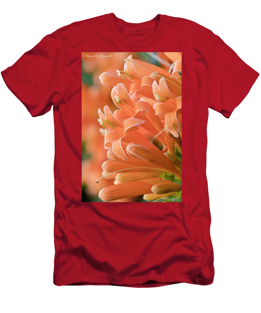 Orange Trumpet Vine T-Shirt featuring the digital art Orange trumpet vine 01 by Kevin Chippindall