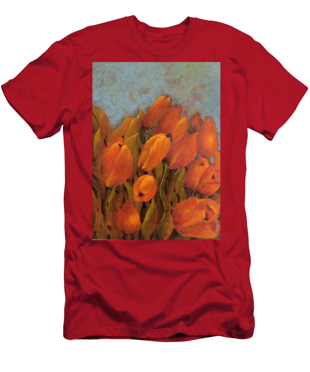 Room T-Shirt featuring the painting Orange tulips by Milly Tseng