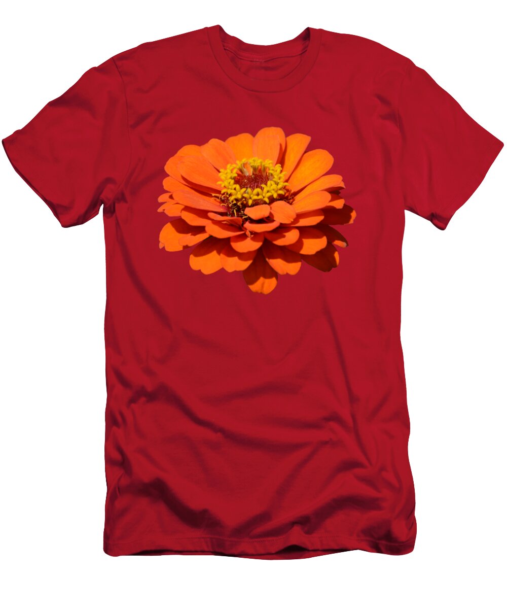Zinnia T-Shirt featuring the photograph Orange Zinnia elegans by Zina Stromberg