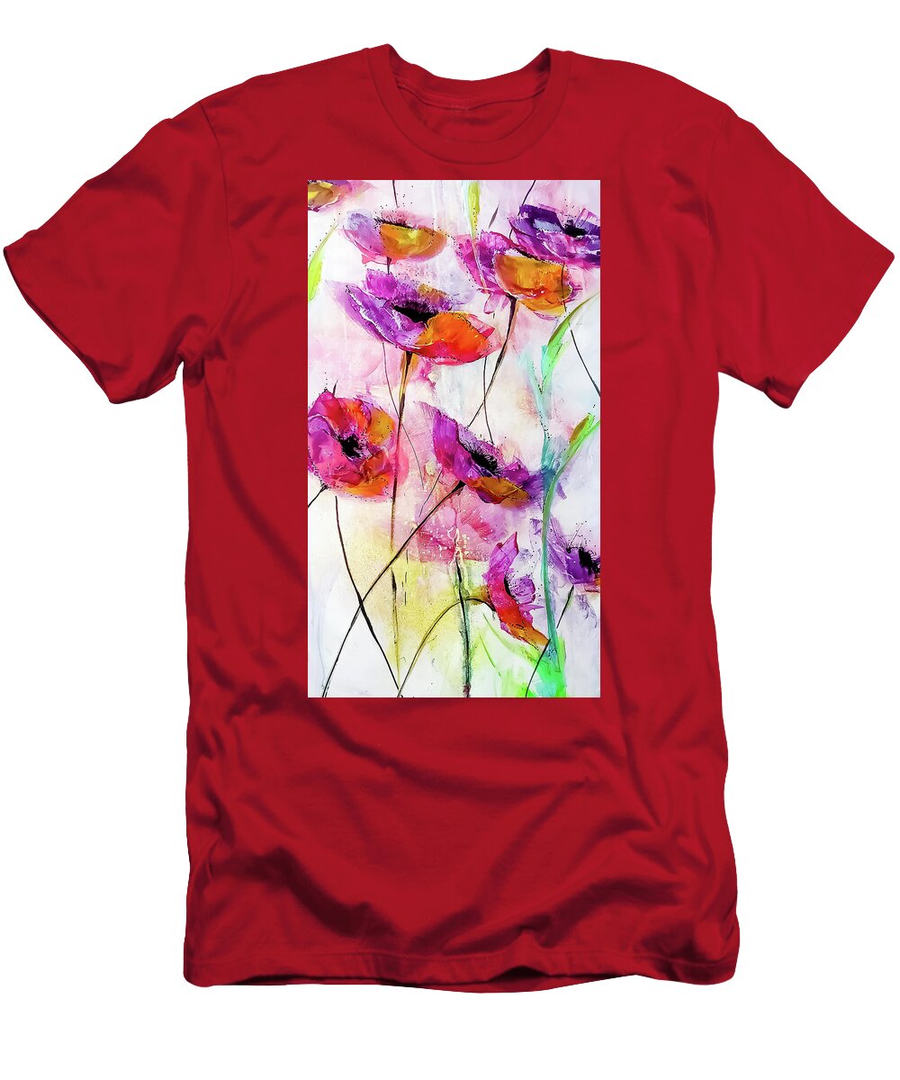 Painterly T-Shirt featuring the painting Painterly Loose Floral Moments by Lisa Kaiser