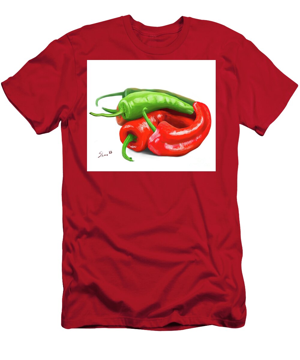 Peppers T-Shirt featuring the digital art Pepper Joy by Rohvannyn Shaw