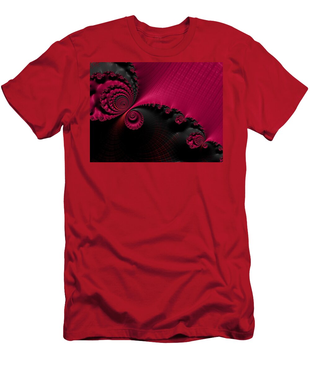 Geometric Fractal T-Shirt featuring the digital art Pink and Black Fractal by Bonnie Bruno