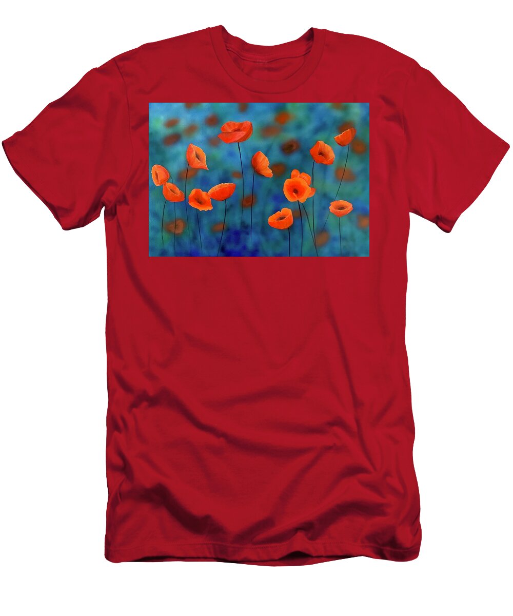 Poppies T-Shirt featuring the painting Poppies by Caroline Swan
