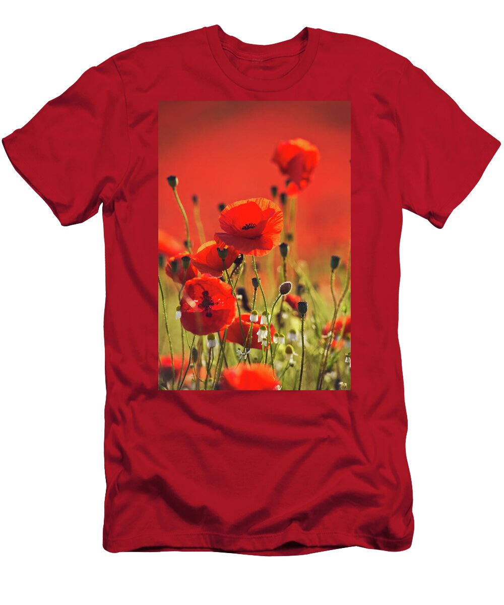 Poppies T-Shirt featuring the photograph Poppy field 3 by Remigiusz MARCZAK