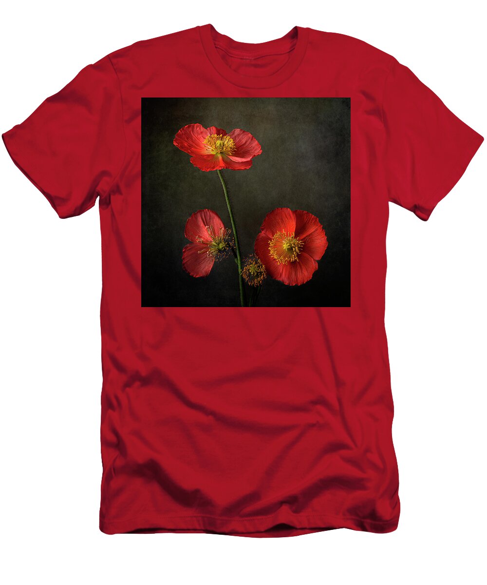 Poppy Flowers T-Shirt featuring the photograph Poppy Flowers - Circle of Life by Lily Malor