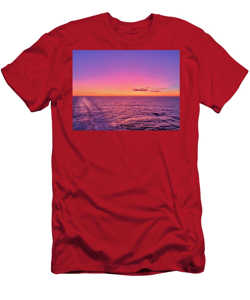 Sunset T-Shirt featuring the photograph Purple Antarctic Sunset by Andrea Whitaker