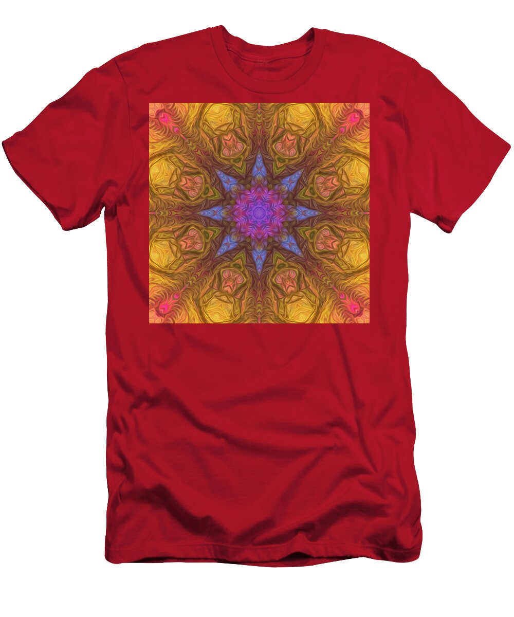 Mandala T-Shirt featuring the digital art Rainbow Pitch Pine Mandala 03 by Beth Venner